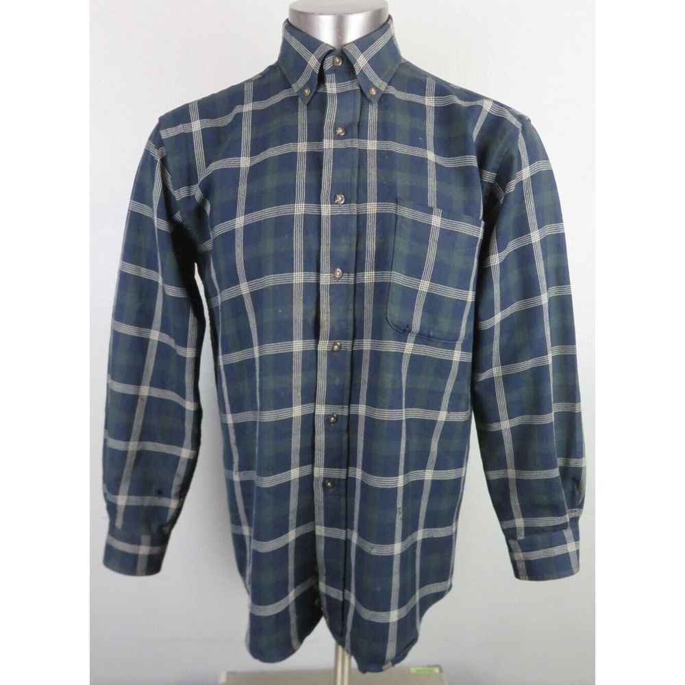 Vintage Sir Pendleton Wool Button Front Shirt Blue Green M Destroyed Grunge Punk